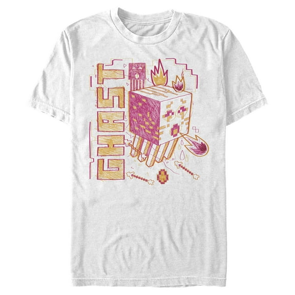 Men's Minecraft Ghast Sketch  Graphic Tee White Medium