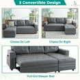 thumbnail image 6 of Naomi Home Lily Sectional Sleeper Sofa with USB ports-L-Shaped Couch Convertible faux leather sectional Pull-Out Bed, Ample Storage, Long-Lasting for Modern Living, Gray, Air Leather, 6 of 22