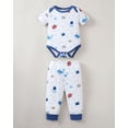 thumbnail image 4 of KIMI BEAR Newborn Baby Boys Layette Set 5 Packs 0-3 Months Shower Gift Sets Romper Top Pants Set Short Sleeves Tops Sharks Print Striped Outfits Clothing Summer 10pcs Clothes Blue, 4 of 11