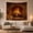 Rustic Fire, variant on Roaring Fireplace in Stone Hearth, Cozy Rustic for Home Decor Lovers, Traditional Interior Wall Art, Christmas Gift Tapestry Wall Hanging for Living Room and Bedroom