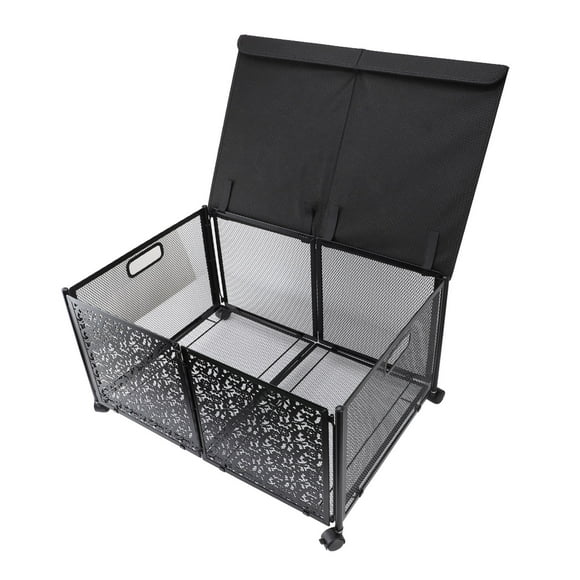 Toy Storage Box, Metal Toy Organizers and Storage Bins, 70L Large Toy Box for Boys Girls, Toys Storage Chest with Wheels, Collapsible Kids Toy Storage Organizer for Living Room
