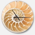thumbnail image 1 of DesignArt Brown Nautilus Shell Pattern Large Wall Clock, 1 of 2