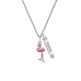 thumbnail image 2 of Delight Jewelry Silvertone Flamingo with Dangle Legs Silvertone Believe Faith Prayer Hope Bar Charm Necklace, 23", 2 of 4