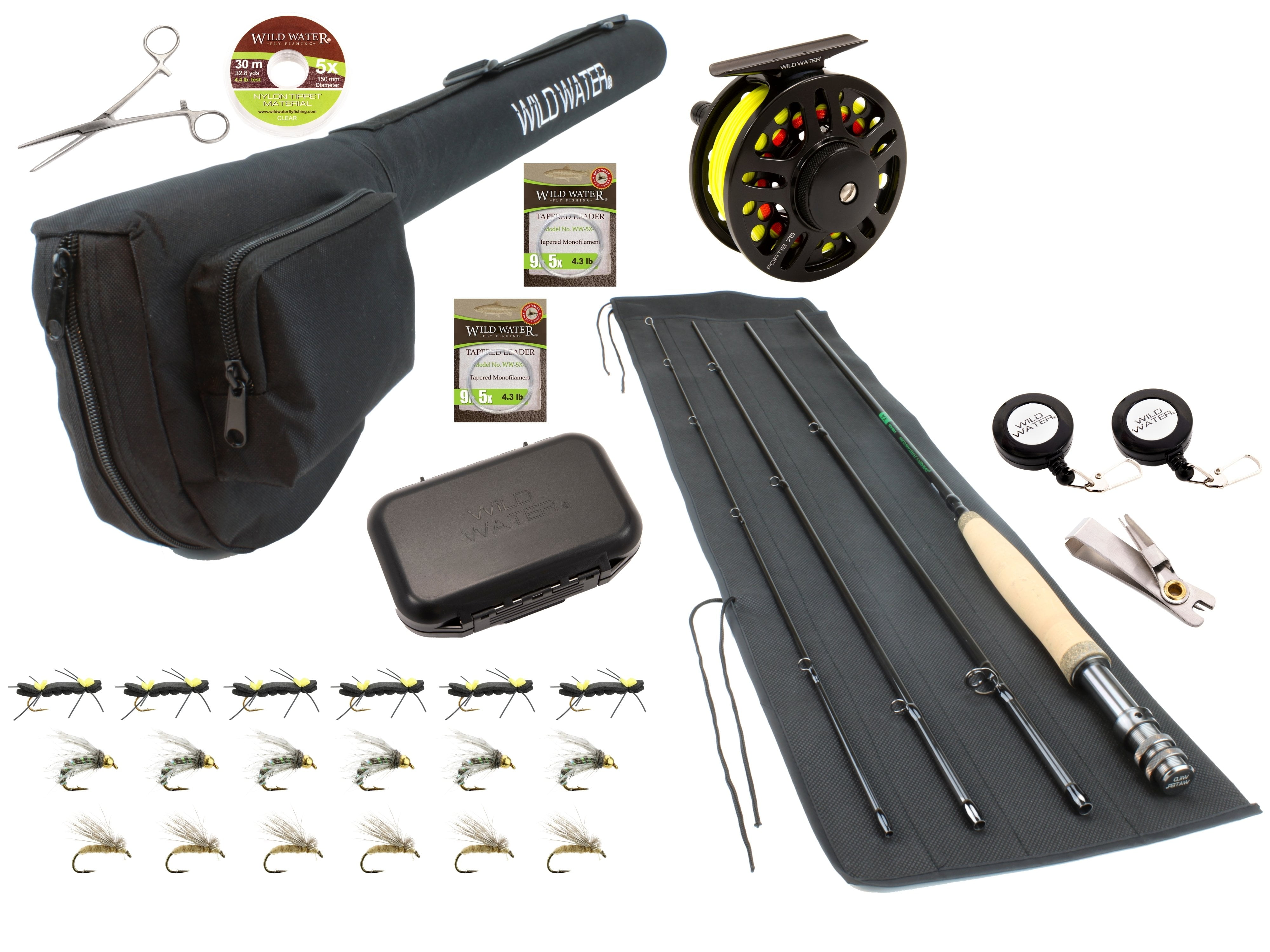  Wild Water Fly Fishing 9' Foot, 4-Piece, 8 Weight Fiberglass  Fly Rod Complete Fly Fishing Rod and Reel Combo Starter Package : Sports &  Outdoors