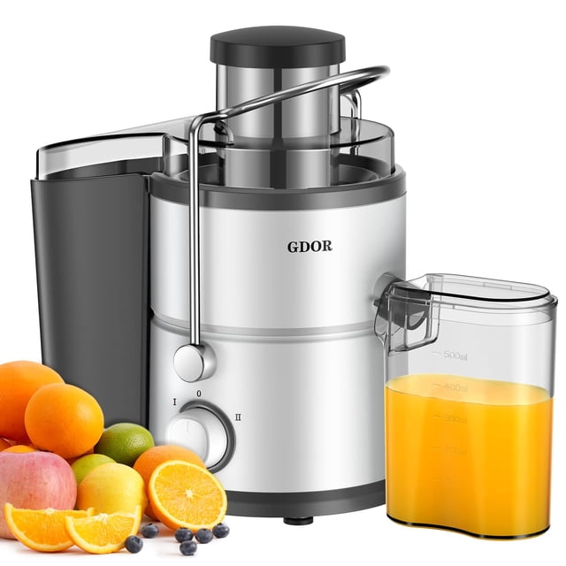 Exprimidor GDOR con motor de 800 W, conducto de alimentación de 3 pulgadas, doble velocidad, color blanco