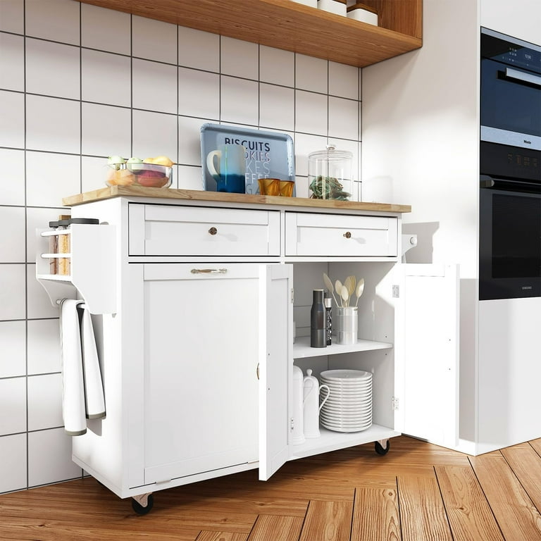 Anpoo Rolling Kitchen Island With Drop