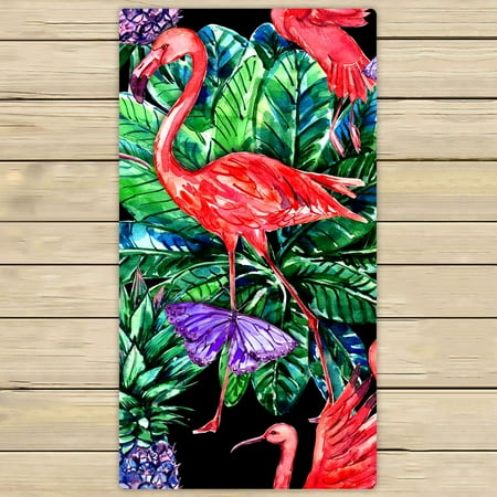 - YKCG Pink Flamingo Bird Palm Leaves Tropical Fruits Pineapples Hand Towel Beach Towels Bath Shower Towel Bath Wrap For Home Outdoor Travel Use 30x56 inches