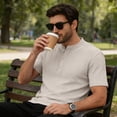thumbnail image 2 of Fexilor Men's Short Sleeve Henley Shirts,Textured Jacquard Casual Button-Up Tops, 2 of 7