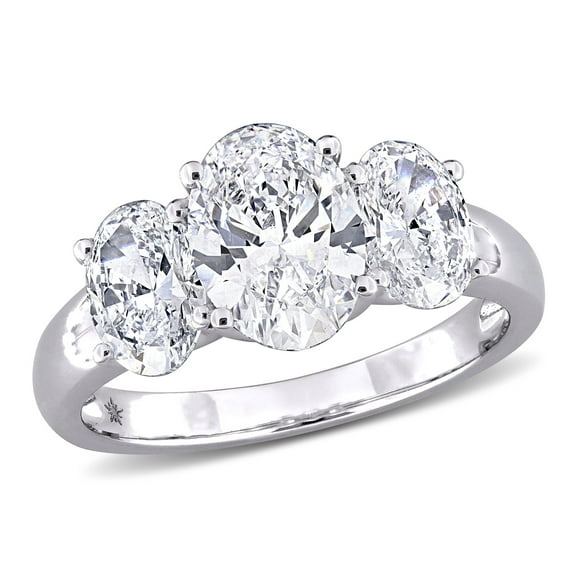 Created Forever Women's 3ct TW Lab Grown Diamond 14k White Gold 3-Stone Wedding Ring
