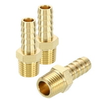 3 Pack Brass Hose Barb to NPT Male Adapter, 3/8" Barb x 1/4" NPT Male for Automotive, Fluid Transfer, Gardening, Water Treatment