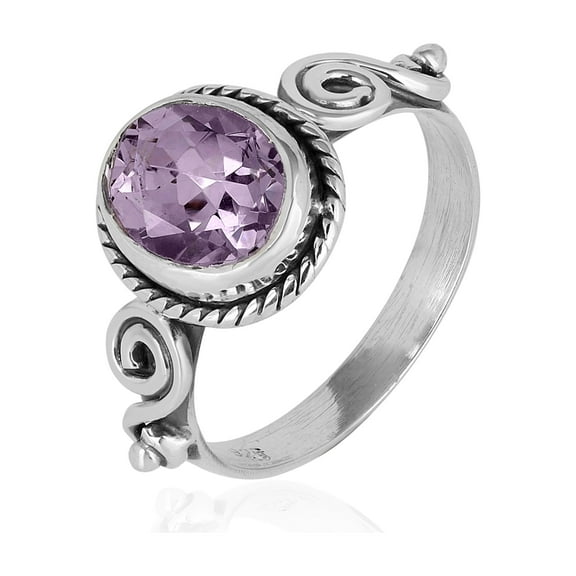 Natural Pink Amethyst Oval Cut Ring in 925 Oxidized Sterling Silver | Handmade Bezel Set | 2.42 Ct Purple Gemstone (9)