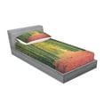 thumbnail image 3 of Ambesonne Fall Fitted Sheet & Pillow Sham Set, Warm Autumn Dramatic Road, Full, Green, 3 of 3