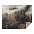 thumbnail image 2 of Fluorescent Cover blanket 70x55 inch frannel blanket Office nap blanket Camping blanket Bedding travel blanket Glow blanket Steampunk Airship, 2 of 8