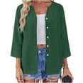 thumbnail image 6 of Wxolcjlv Button Front 3/4 Sleeve Cardigan for Women Crew Neck Casual Daily Lightweight Outerwear, 6 of 9