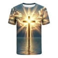 thumbnail image 5 of Men Shirt Sale Printed Short Sleeve Shirts for Men Cross Design Round Neck Loose Fit Perfect for Casual and Daily Use, 5 of 5