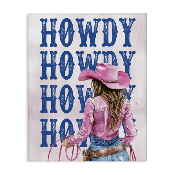 Stupell Industries Rustic Lodge Howdy Cowgirl with Lasso Canvas Art, 16 x 20, by Lettered and Lined