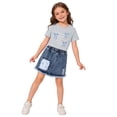 thumbnail image 6 of FSYBOA Girls Summer Outfit Sets , Shorts Sleeves Elastic Waist Casual Vacation Kids Clothing Set Gray Size 5-6 T, 6 of 6