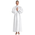 thumbnail image 3 of Yeahdor Robe de Pasteur d'Église pour Femmes Robe Longue Manches Bouffantes en Satin Robe Évasée Danse Liturgique Blanche L, 3 of 7