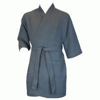 Terrytown Robe Kimono Grise à Armure Gaufrée de la Cuisse