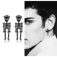 thumbnail image 4 of Boucles d'Oreilles pour Hommes Mode en Acier Inoxydable Motif Squelette Clous d'Oreilles, 4 of 6