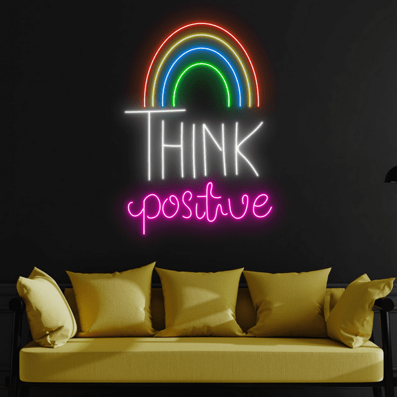 C-craft Think Positive Neon Sign Wall Art Teen Room Decor Led Sign for Living Room Wall Decor
