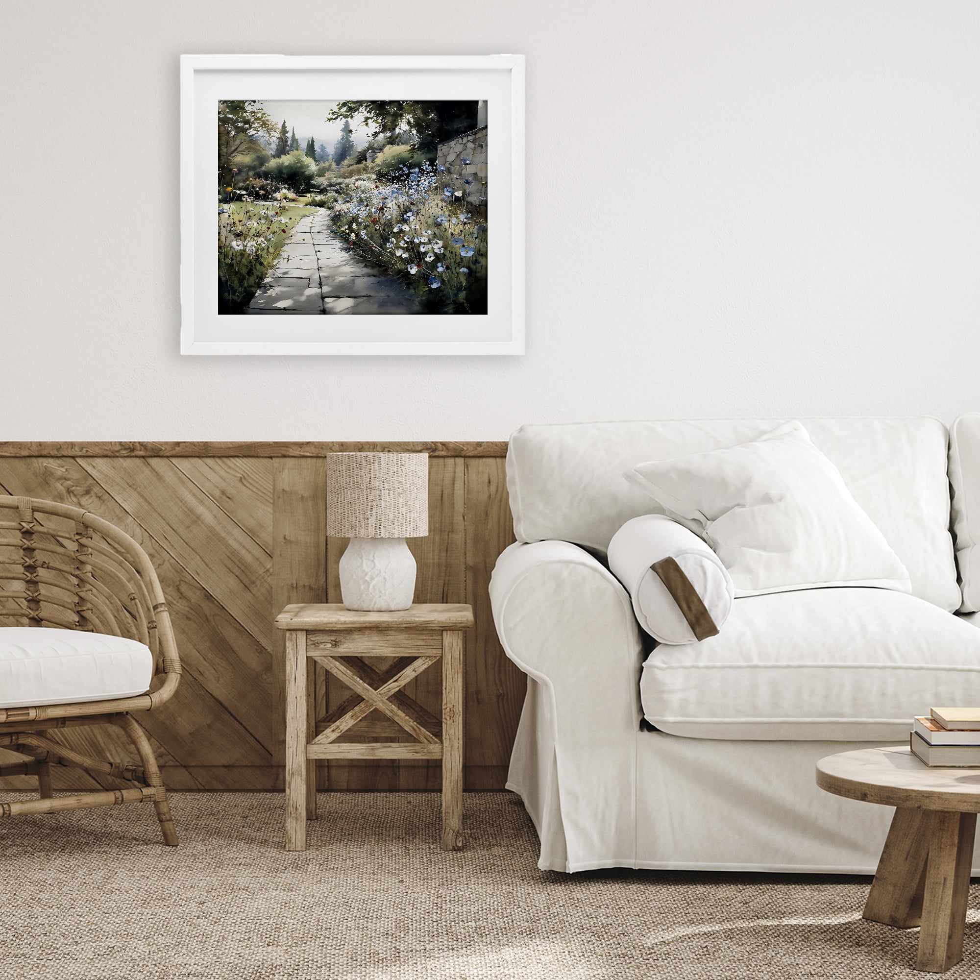 Stupell Industries Garden Pathway in Summer Light White Framed Print Under Glass, design by Franklyn Gregory