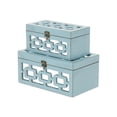 thumbnail image 2 of Tessera Set of 2 Distressed Mirrored Wood Boxes - Blue, 2 of 7