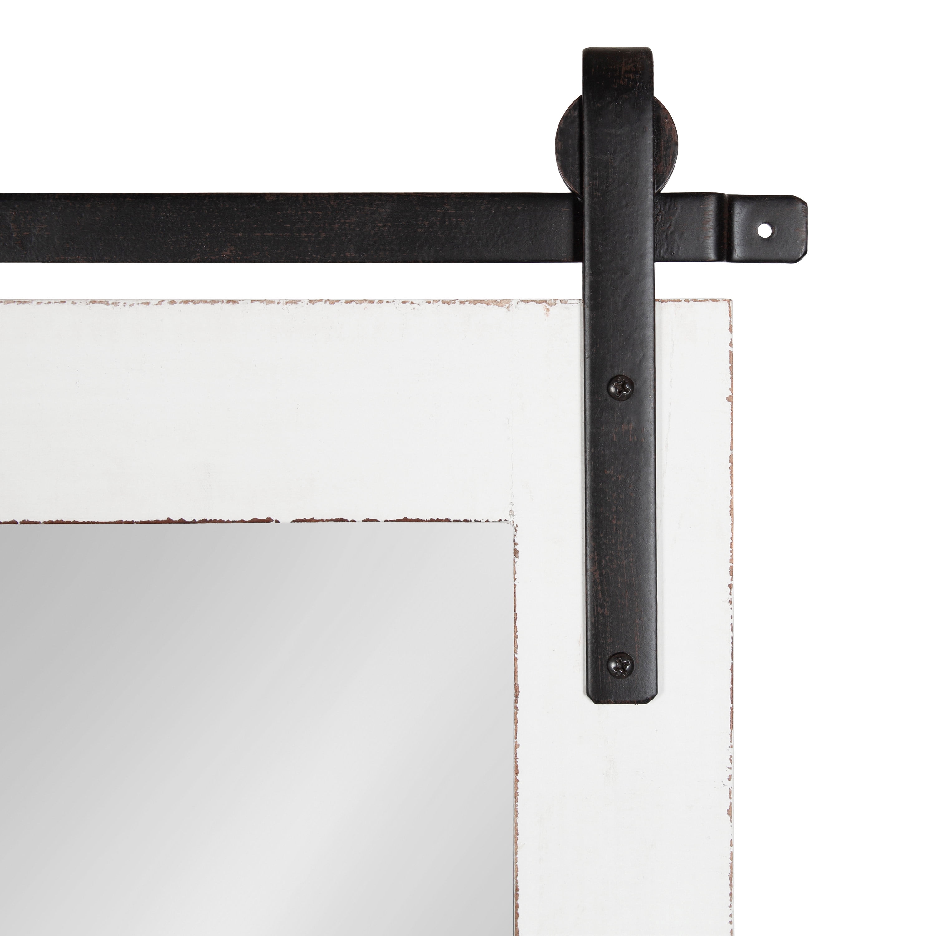 Kate and Laurel Cates Farmhouse Wood Framed Full Length Panel Mirror, 18 x 50, White, Barn Door-Inspired Rustic Mirrors for Wall