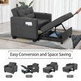 thumbnail image 3 of Accent Chairs Armchairs Arm Lounge Chair into Sofa Bed Linen with USB, Storage Space for Living Room Bedroom, Dark Gray, 3 of 8