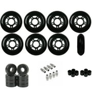Replacement Rollerblade Inline Skate Wheels Outdoor, Ceramic Bearings, Black 76mm 80mm Hilo