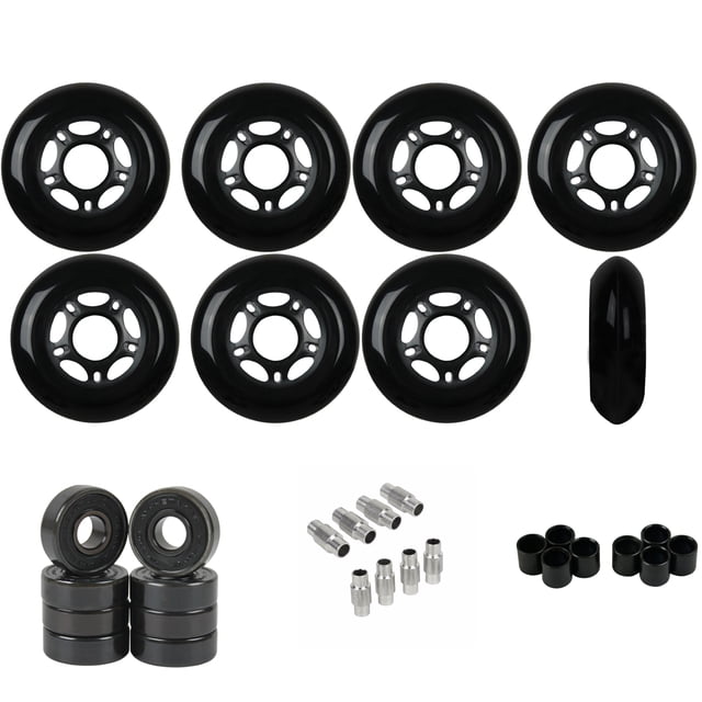 Roues de Remplacement pour Patin à Roues Alignées d'Extérieur, Roulements en Céramique, Noir 76 mm 89 A