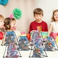 thumbnail image 4 of 12 Pcs Cartoon Print Drawstring Backpack, Lightweight Sports Sackpack for Daily Use, Travel, and Birthday Party Decorations 27x34cm, 4 of 5