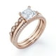 thumbnail image 4 of JeenMata Anillo de Compromiso Solitario de 2,5 Quilates con Corte Princesa, Engaste Pavé de 4 Puntas, Filigrana Art Déco Milgrain, Conjunto de Boda en Trío, Baño de Oro Rosa de 18 K sobre Plata, 4 of 6