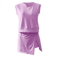 thumbnail image 4 of Prolriy Short Sets for Women, Women 2 Piece Set Summer Casual Crew Neck Sleeveless Tank Top and Skorts Shorts Sweatsuit Tracksuit Outfits Spring Outfits for Women 2025 Purple2 M, 4 of 5