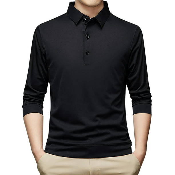 Camisa de manga larga con botones para hombre - Corte regular informal de negocios - Mezcla de poliéster y algodón, tallas M-XXXXL