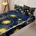thumbnail image 3 of Erosebridal Boho Sun Print Zipper Twin Comforter Sets with Fitted Sheet and 2 Pillowcases,Cartoon Moon Stars Zipper Bedding Set For Adults,Navy Blue Reversible,4 Pieces, 3 of 7