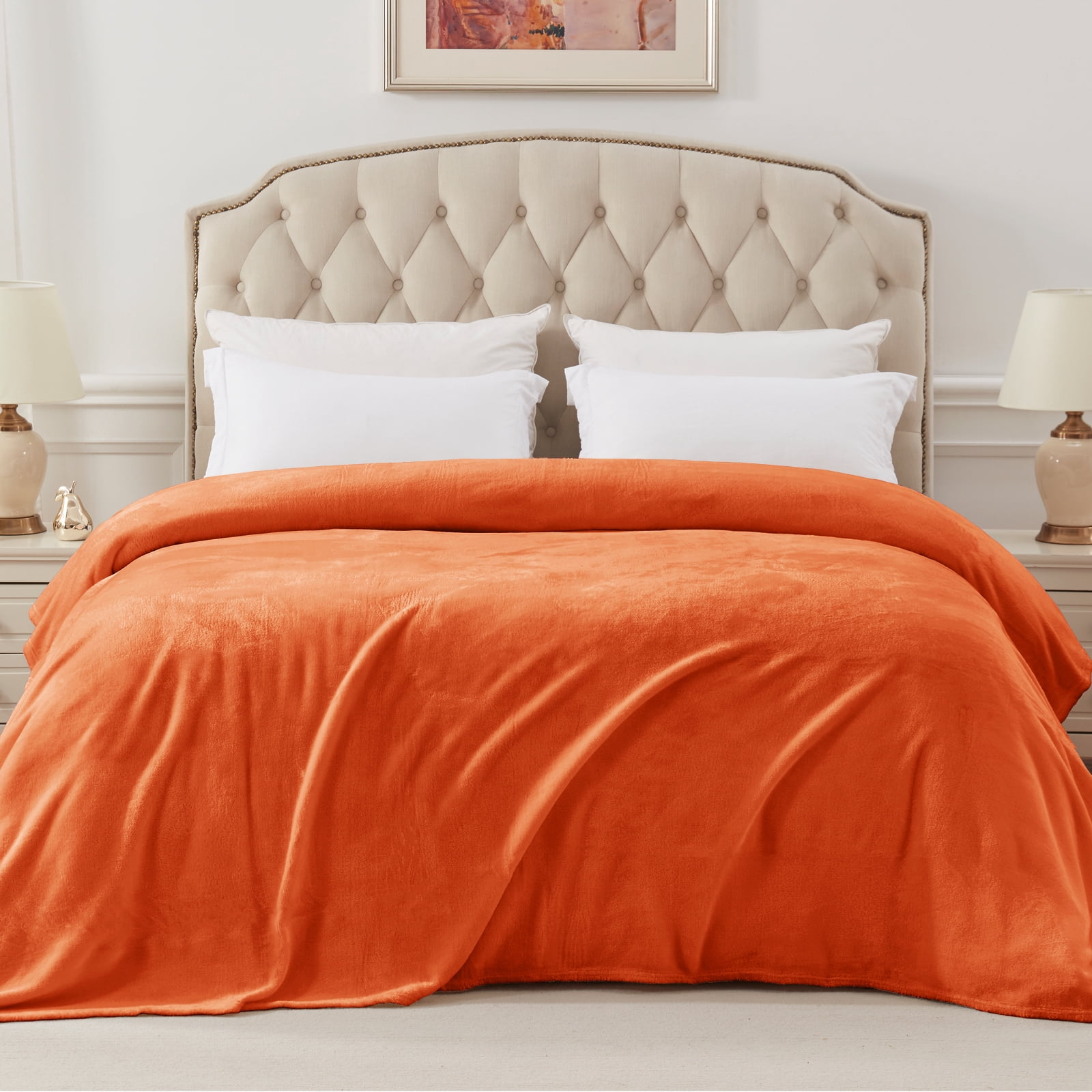Exclusivo Mezcla Twin Size Flannel Fleece Velvet Plush Bed Blanket as Bedspread, Coverlet, Bed Cover (60"x80", Burnt Orange)