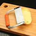 thumbnail image 5 of Crinkle Cut Knife Wavy Potato Slicer Stainless Steel French Fry Cutter w/ Wooden Handle - Extra Wide, Sharp & Effortless, 5 of 6