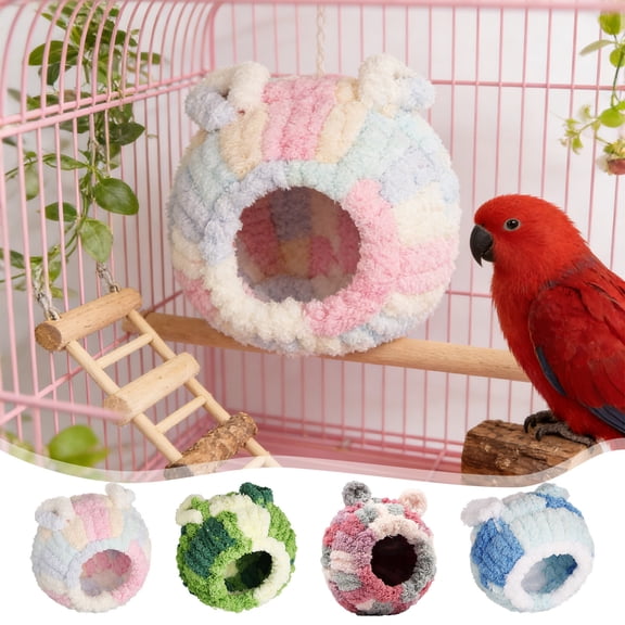 Viflosae Parrots Cottons Nests Small Birds Warm Plush Nest Thickened Cozy Woven Bird House Autumn Winter Cold Proof Soft Cotton Bed Comfortable Shelter Cage Accessory