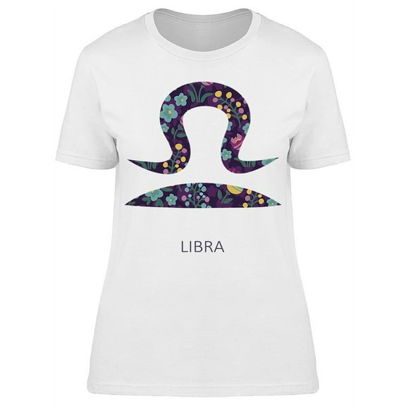 Zodiac Sign Libra Floral Pattern T-Shirt Women -Image by Shutterstock, Female Large
