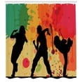 thumbnail image 3 of Hip Hop Shower Curtain, Girl Dancer Crew Silhouettes Performing Theme Splashed Effect Colorful Background, Fabric Bathroom Set with Hooks, 69W X 75L Inches Long, Multicolor, by Ambesonne, 3 of 3