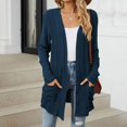 thumbnail image 1 of MKLEKYY Oversized Knit Sweater Women 2024 Autumn Mid Long Cardigan Casual Long Sleeve Neck Knitted Sweater Cardigans with Pocket, 1 of 1