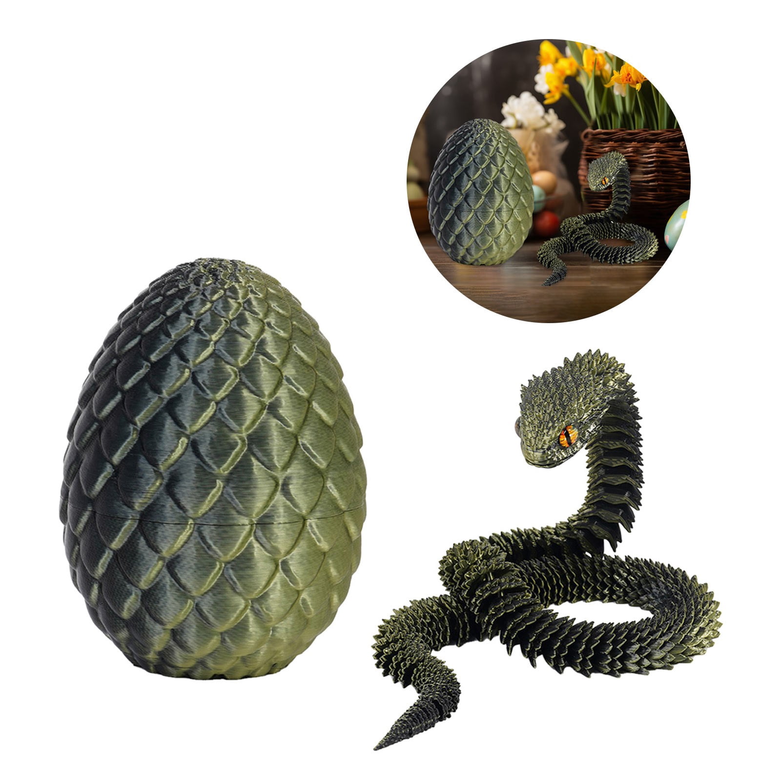3D Printed Dragon Eggs with 11.8in Dragon Inside,Mystery Egg Set Articulated Fidget Ornament,Home Office Decor Executive Desk Gifts