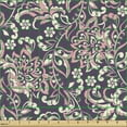 thumbnail image 2 of Ambesonne Vintage Fabric by the Yard Upholstery, Damask Inspired Floral Form, 1 Yard, Eggplant Coral Beige, 2 of 5