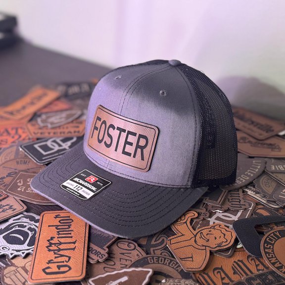 Personalized Last Name Leather Patch Hat | Last Name Hat | Leatherette Patch Hat | Custom Leather Patch Hat | Custom Trucker Hat