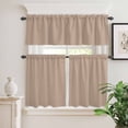 thumbnail image 2 of 3 Piece Kitchen Curtains and Valances Set Beige Solid Color Cafe Curtains 36 Inch Length Aesthetics Contemporary Luxury Valance & Tier Curtain for Living Room Bedroom Small Window 54"x18"+27"x36"*2, 2 of 6