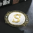 thumbnail image 2 of Western Belt Buckle Initial Letters ABCDMRJ to Z Cowboy Rodeo Small Gold Belt Buckles for Men Women, 2 of 7