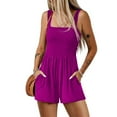 thumbnail image 4 of Purple Womens Slim Tunic Shorts Jumpsuits Shortalls Shorts One Piece for Women Lounge Going Out Pleated Straight Leg Basic Fall Summer 2025 Clothes Fashion M, 4 of 4