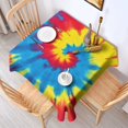 thumbnail image 2 of Red and Green Tie Dye Pattern Square Tablecloth, Waterproof Wipeable Spillproof Washable Table Cover for Home Kitchen Party and Daily Decor 52"x52", 2 of 6