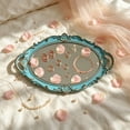 thumbnail image 6 of Cififendec Christmas Vintage Decorative Mirror Tray, Ornate Embossed Premium Mirror Dish for Xmas Vanity Table Accent Styling, 15.35"×9.65", Blue, 6 of 6